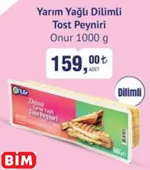 ONUR YARIM YAĞLI DİLİMLİ TOST PEYNİRİ